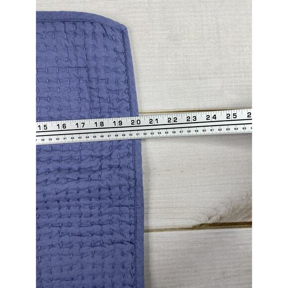 Pottery Barn Pick-Stitch Handcrafted Cotton Linen Quilted Pillow Std Sham Blue - Picture 8 of 14